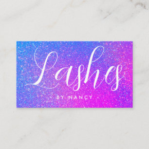 Lash Artist Typography Purple Holographic Glitter  Business Card
