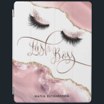 Lash Boss Makeup Eyebrow Eyes Lashes Blush pink iPad Cover<br><div class="desc">This trendy and elegant planner with blush pink agate and hand drawn rose gold lashes is perfect for lash boss / makeup artists, eyelash extension business, lash extension, fashion bloggers, lash bar, beauty salon... The foil details are simulated in the artwork. No actual foil will be used in the making...</div>
