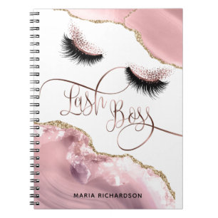 Lash Boss Makeup Eyebrow Eyes Lashes Blush pink Notebook