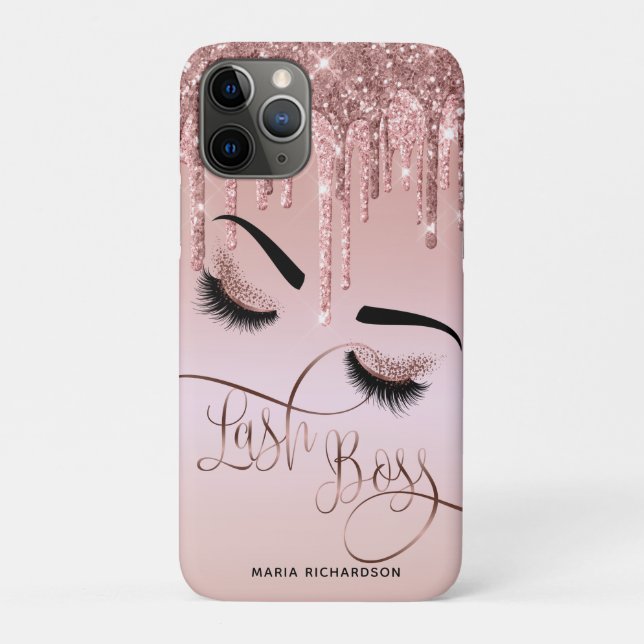 Lash Boss Makeup Eyebrow Eyes Lashes Dripping Gold Case-Mate iPhone Case (Back)