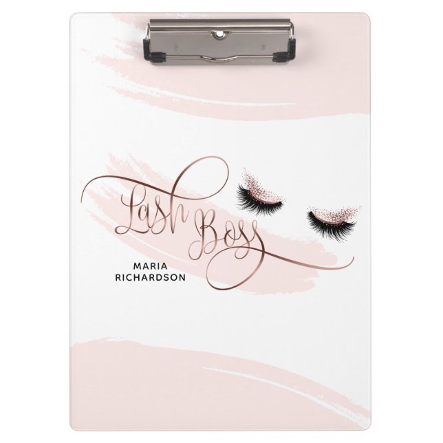 Lash Boss Makeup Eyebrow Eyes Lashes Rose Gold Clipboard (Front)
