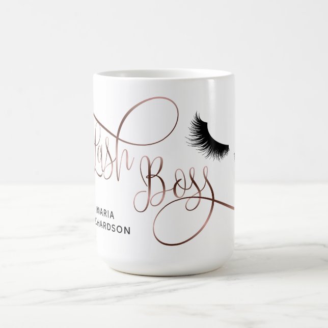 Lash Boss Makeup Eyebrow Eyes Lashes Rose Gold Coffee Mug (Center)