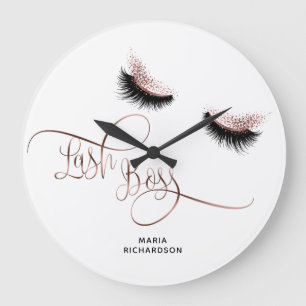 Lash Boss Makeup Eyebrow Eyes Lashes Rose Gold Large Clock