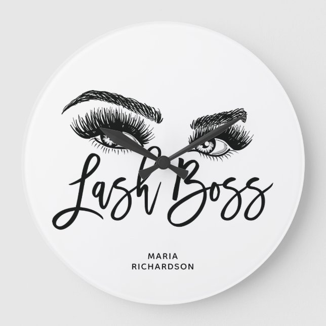 Lash Boss Makeup Eyebrow Eyes Lashes Rose Gold Large Clock (Front)