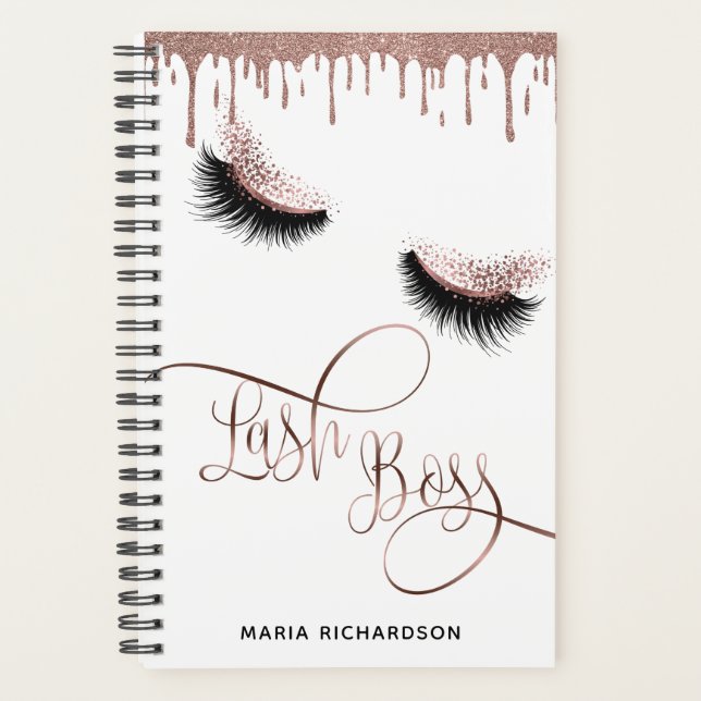 Lash Boss Makeup Eyebrow Eyes Lashes Rose Gold Planner (Front)