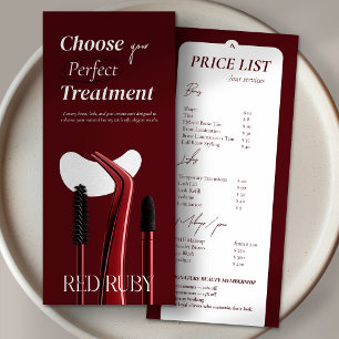 Lash Brow Cosmetic Salon Service Price List Rack Card