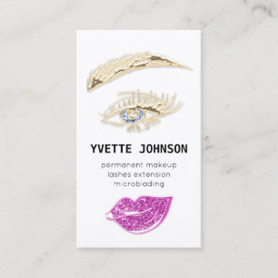 Lash Brow Permanent Makeup Logo QR Code Blue Pink Business Card