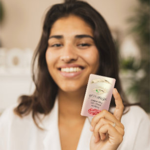 Lash Brow Permanent Makeup QRCode Gold Rose Green  Business Card