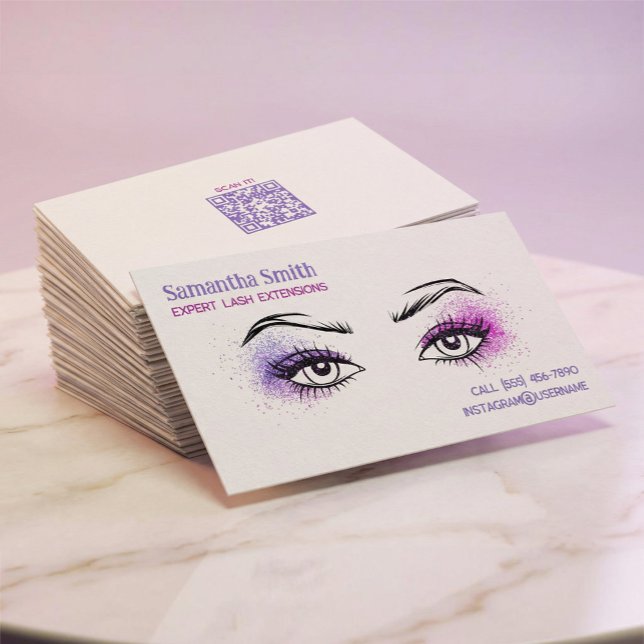 💋 Lash Brow Tech Thick Premium Textured Business Card (Lash Brow Tech Business Cards)