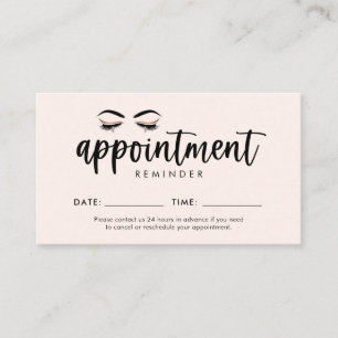 Lash, Brows, Makeup Appointment Reminder Card