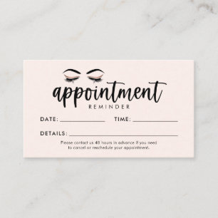 Lash, Brows, Makeup Appointment Reminder Card