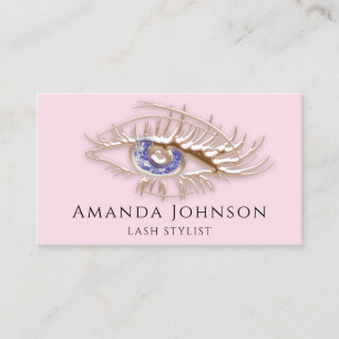 Lash Brows Makeup Logo Blue Eye Qr Code Rose Gold  Business Card