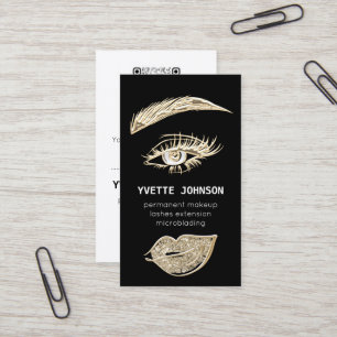 Lash Brows Permanent Makeup Logo QRCode Black  Business Card