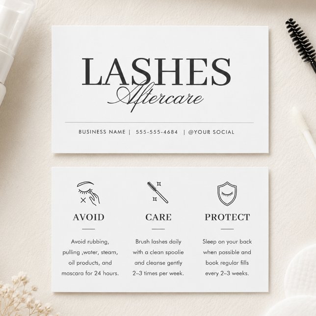 Lash Care Black Minimalist Aftercare Insert (Creator Uploaded)