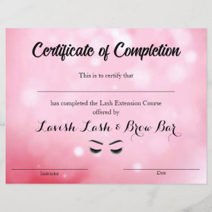 Lash Certificate of Completion
