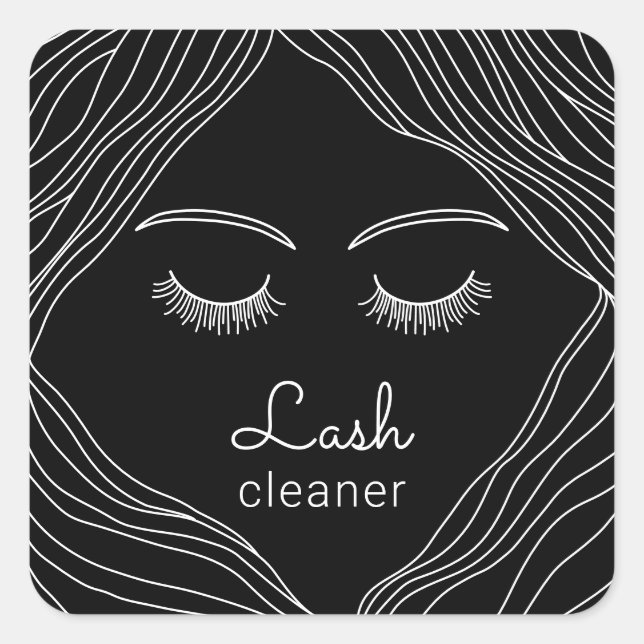 Lash Cleaner Cute Hand Drawing Beauty Girl Salon Square Sticker (Front)