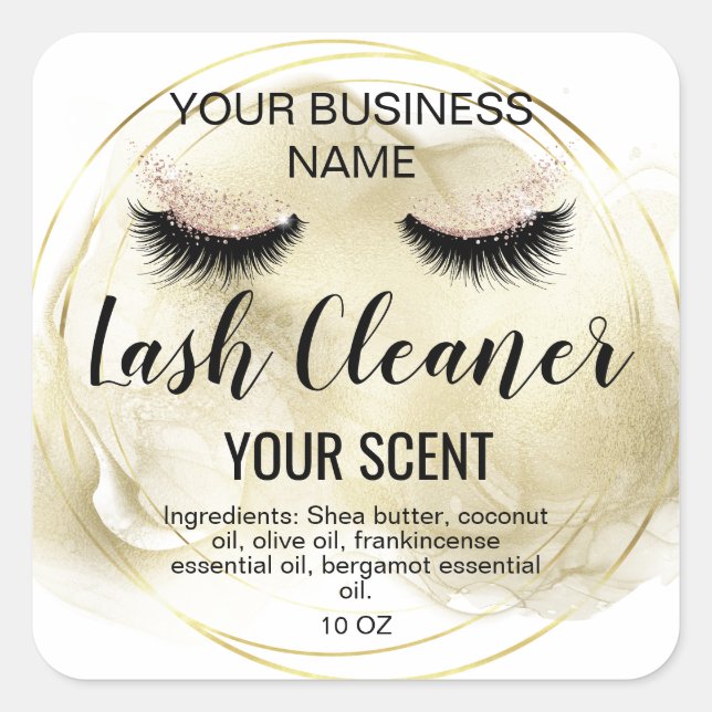 lash cleaner gold blush pink classic  square  squa sticker (Front)