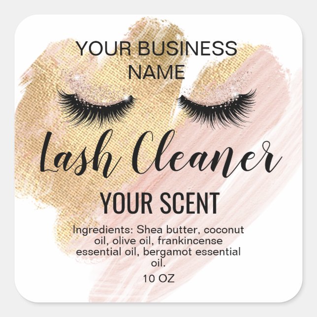 lash cleaner gold blush pink classic  square  squa sticker (Front)