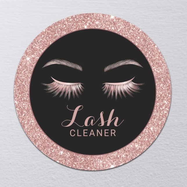 Lash Cleaner Modern Rose Gold Glitter Classic Round Sticker (Creator Uploaded)