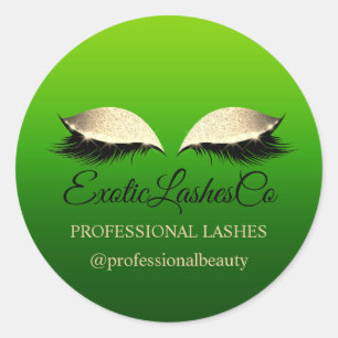 Lash Cleaner Tropical Gold Name Instagra Green Classic Round Sticker