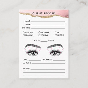 Lash Client Record Add Logo Blush Pink Agate Business Card