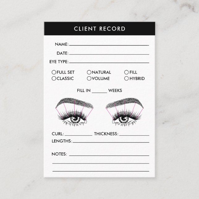 Lash Client Record Add Logo  Business Card (Front)