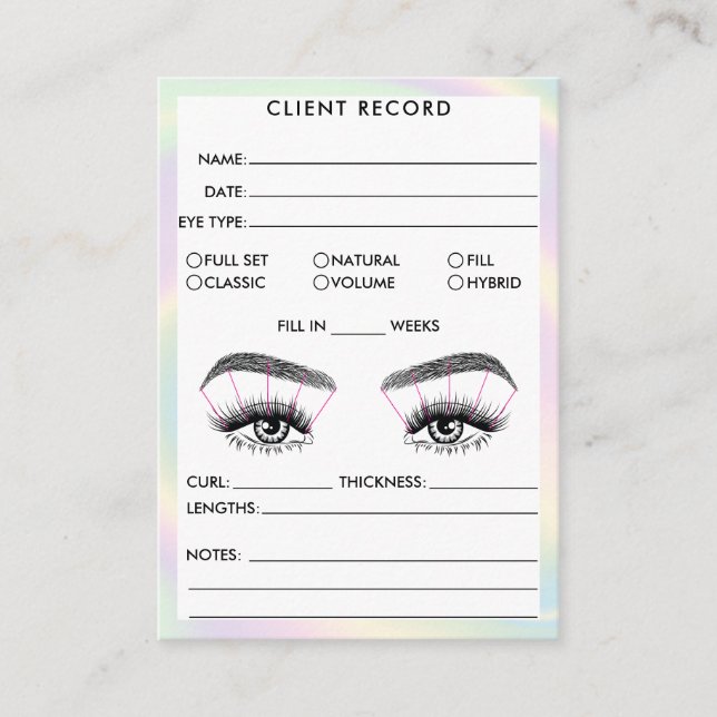 Lash Client Record Add Logo Holograph Business Car Card (Front)