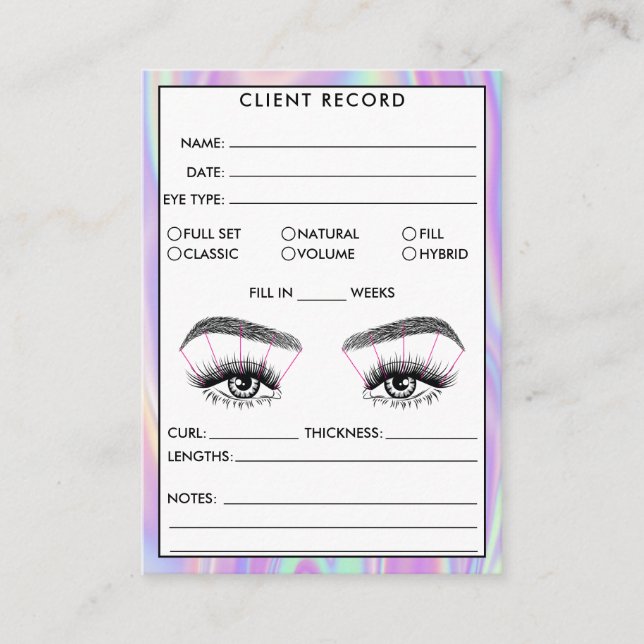 Lash Client Record Add Logo Holograph Business Car Card (Front)