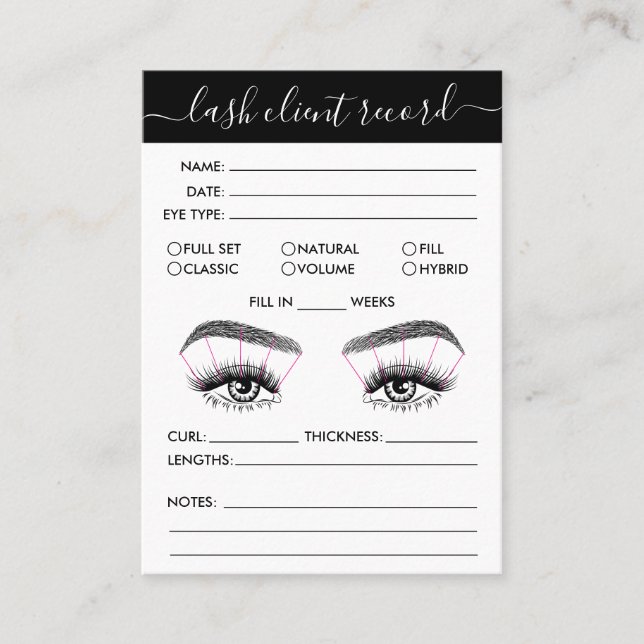Lash Client Record Add Logo Simple Modern Minimal  Business Card (Front)