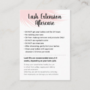 Lash extension aftercare instructions appointment card