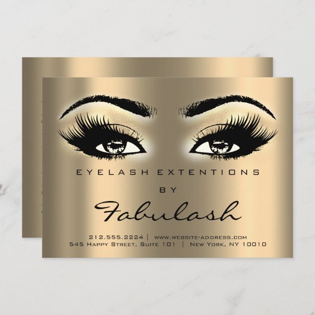 Lash Extension Aftercare Instructions Sepia Gold Invitation (Front/Back)