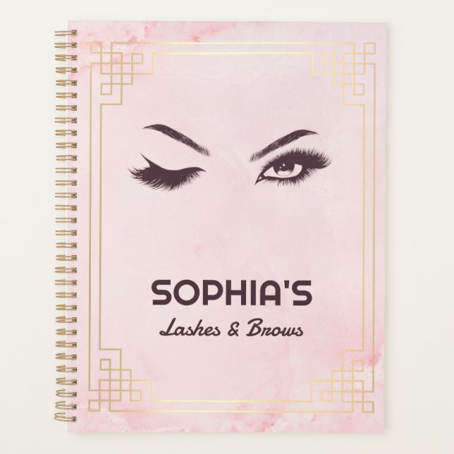 Lash Extension Brows Pink Gold Appointment Planner (Front)