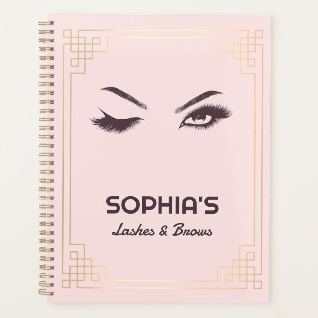 Lash Extension Brows Pink Gold Appointment Planner (Front)