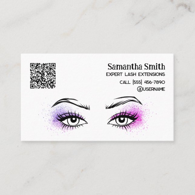 Lash Extension Custom QR Business Card (Front)