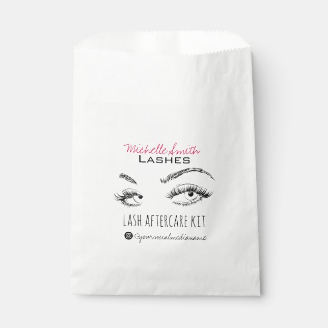 Lash extension Lashes Brow Pink Lash Aftercare Kit Favour Bag (Front)