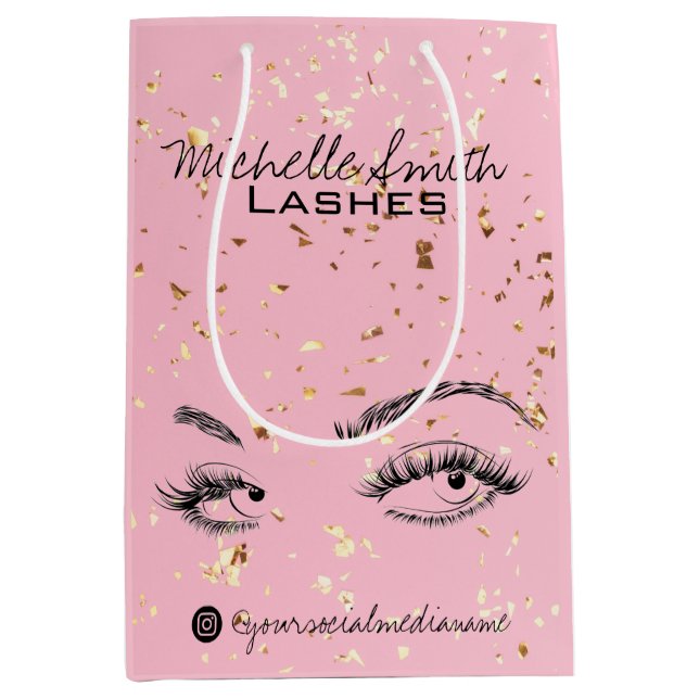 Lash extension Lashes Gold Glitter Aftercare Kit Medium Gift Bag (Front)