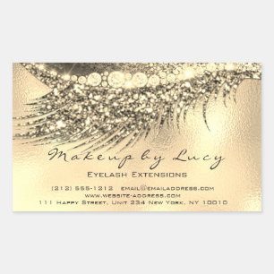 Lash Extension Makeup Beauty Gold Glam Glitter Rectangular Sticker