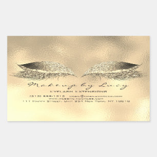 Lash Extension Makeup Beauty Gold Metal Glitter Rectangular Sticker