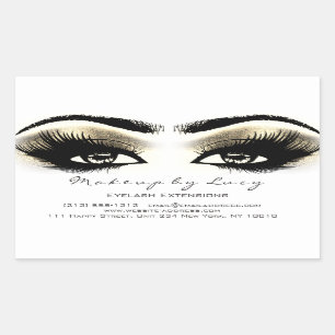 Lash Extension Makeup Beauty Golden Eyes White Rectangular Sticker
