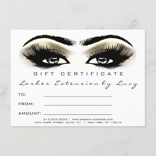 Lash Extension Makeup Certificate Gift Gold White Zazzle com au