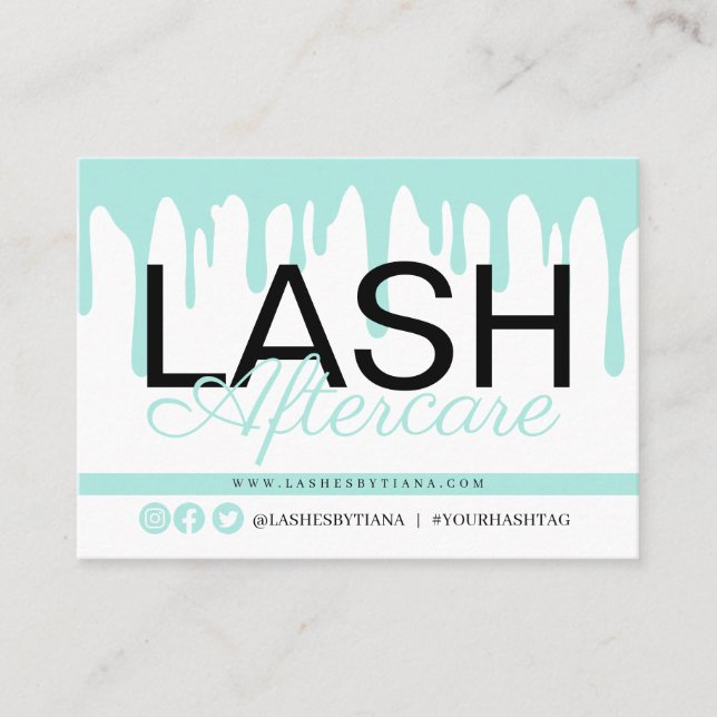 Lash Extensions Aftercare Instructions Business Ca Card (Front)