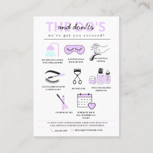 Lash Extensions Aftercare Instructions Business Ca Card