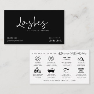 Lash Extensions Aftercare Instructions Modern Busi Business Card