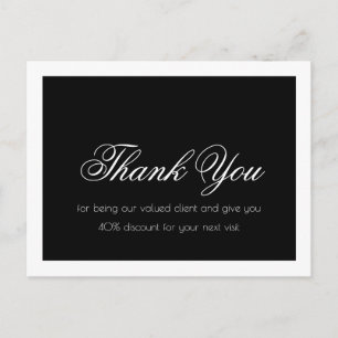 Lash Extensions Simple Black White Border Thank U Postcard