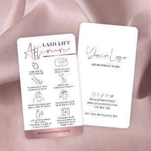 Lash Lift & Tint Aftercare Guide Bronze Rose Gold Business Card