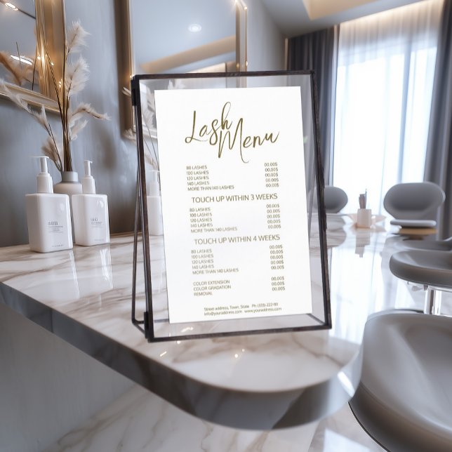 Lash Menu Eyelash Extensions Minimal Basic Simple (Perfect for business)