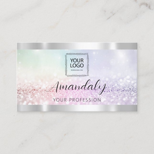 Lash Nails QRCode Logo Elegant Glitter Business Card (Front)