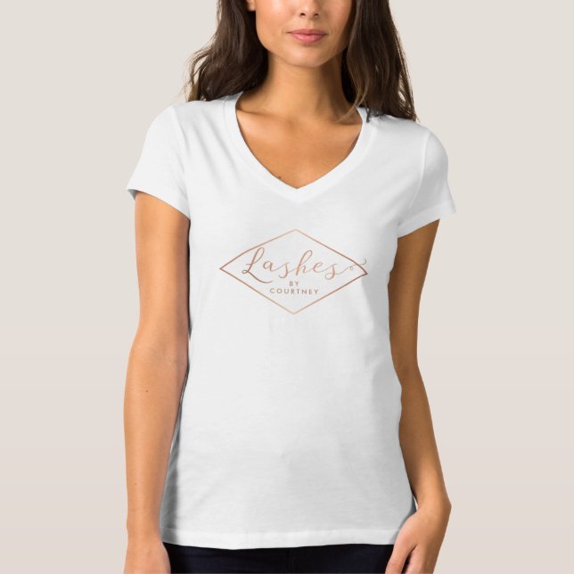 Lash Salon White/Rose Gold Personalised T-Shirt (Front)