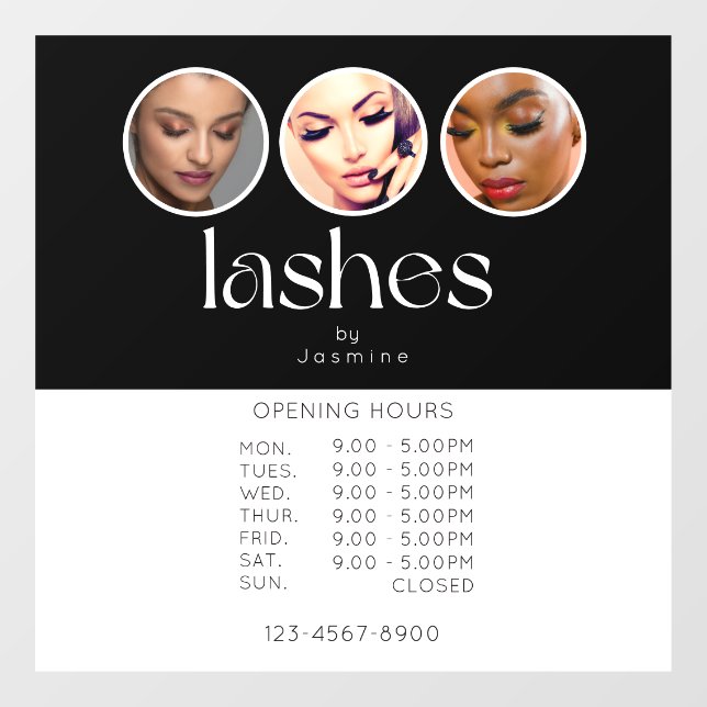 Lash Studio 3 Photo Opening Hours Black White (Sheet)
