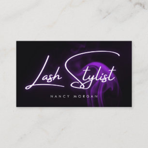 Lash Stylist Purple Neon Sign Business Card